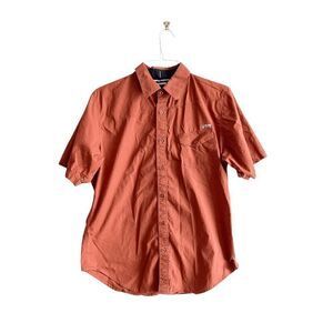 Billabong Mens Short Sleeve Slim Fit Button-Down Shirt Burnt Orange Size Large